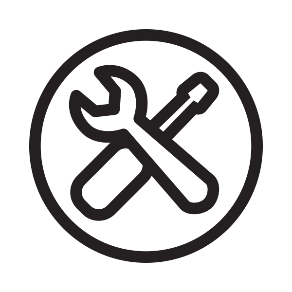 Spanner and screwdriver crossing icon
