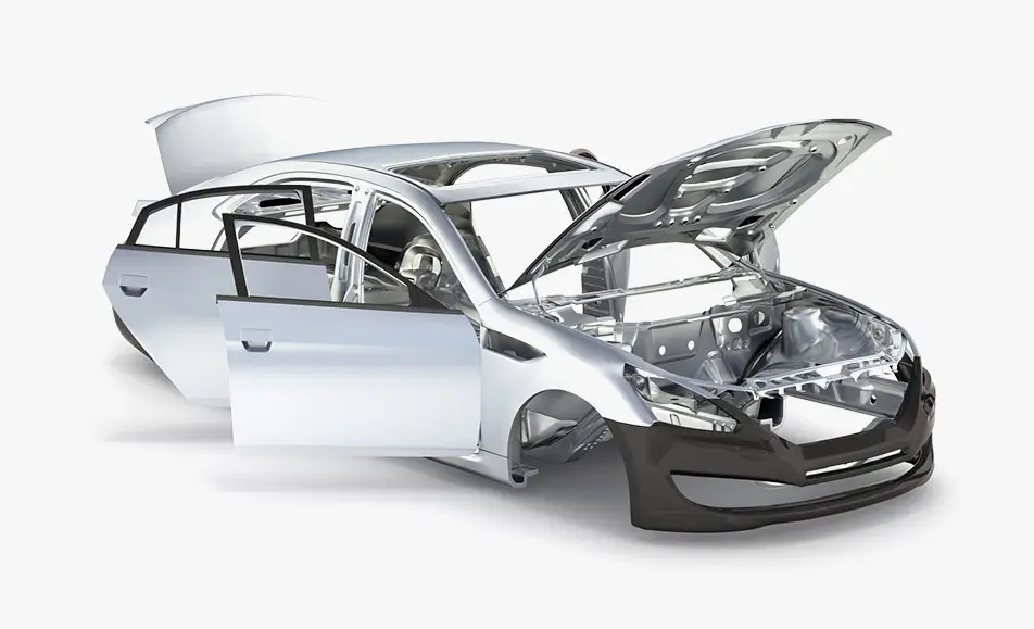 Empty car body with no wheels, engine or interior
