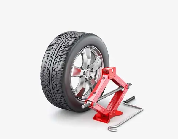 Car tyre and jack